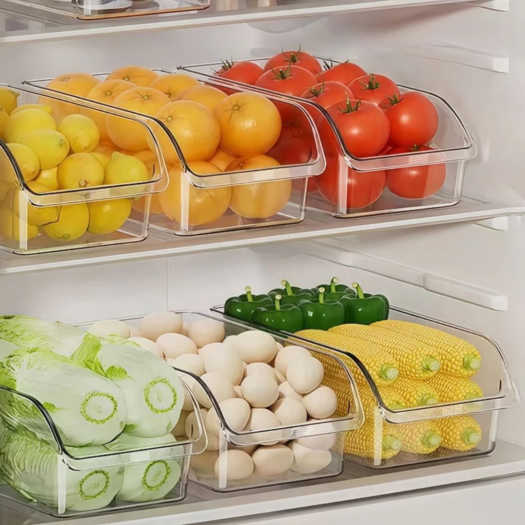 Organisateur de Tiroir Réfrigérateur Transparentes & Empilables 5 Boîte de rangement transparente grande capacité pour réfrigérateur
