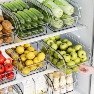 Organisateur de Tiroir Réfrigérateur Transparentes & Empilables