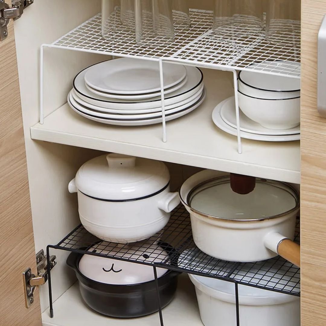 Organisateur de Tiroir & Étagère de Cuisine en Fer 5 Organisation de cuisine zen avec étagères modulables en fer.