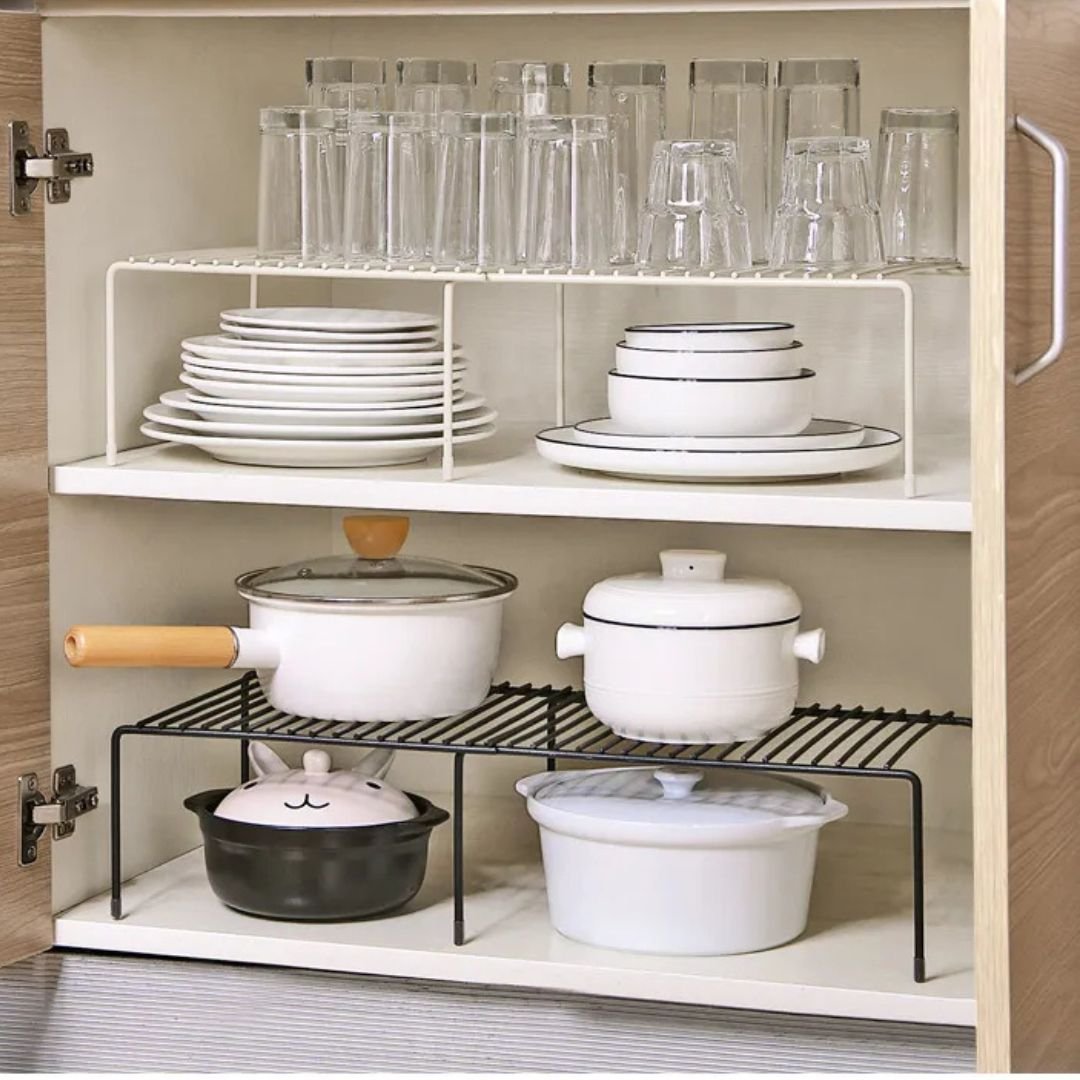 Organisateur de Tiroir & Étagère de Cuisine en Fer 4 Étagère de placard pour vaisselle augmentant l'espace de rangement.