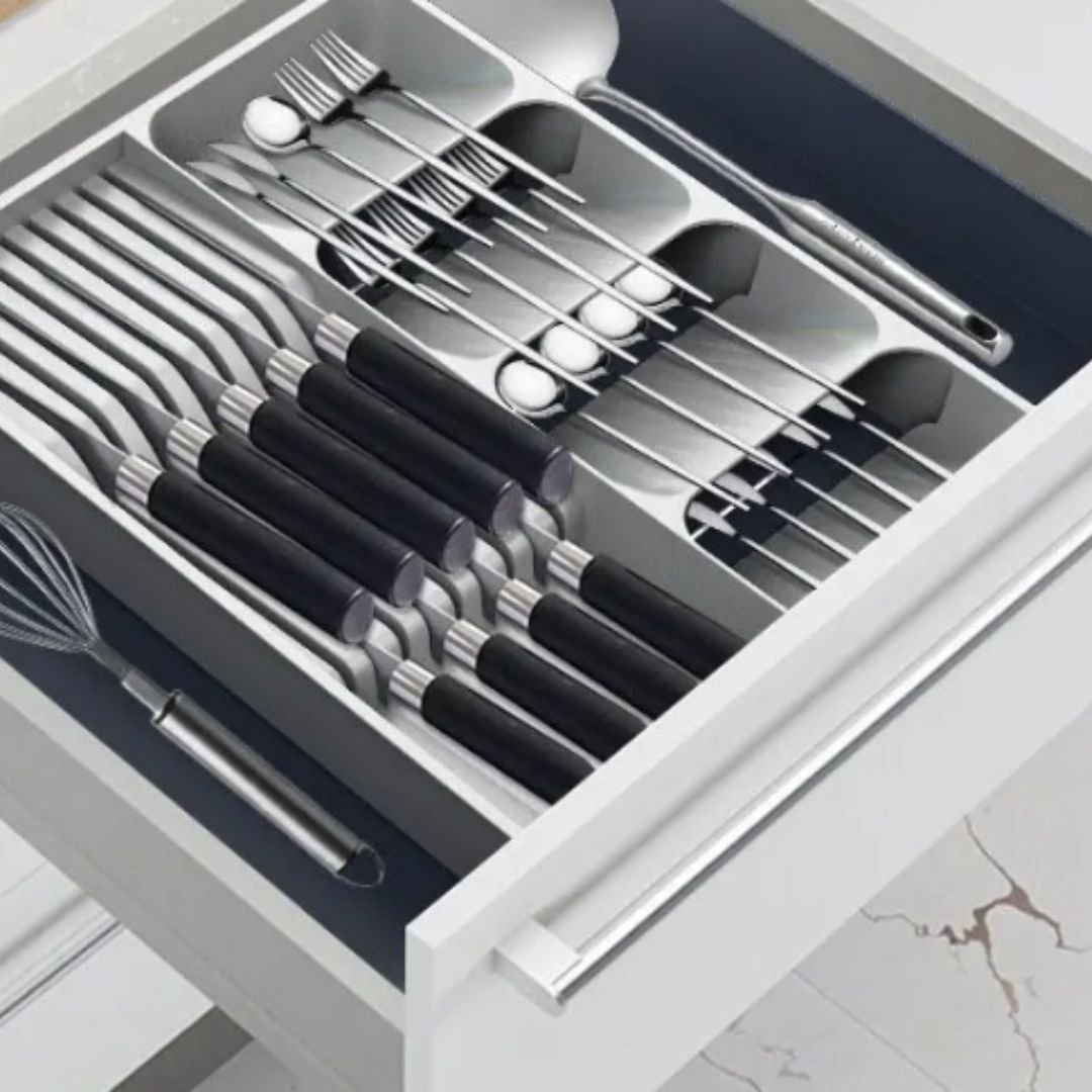 Meilleur organisateur tiroir cuisine couteaux avec bac lateral coulissant ajustable