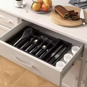 Rangement Tiroir Extensible Cuisine | Range-Couverts Plastique