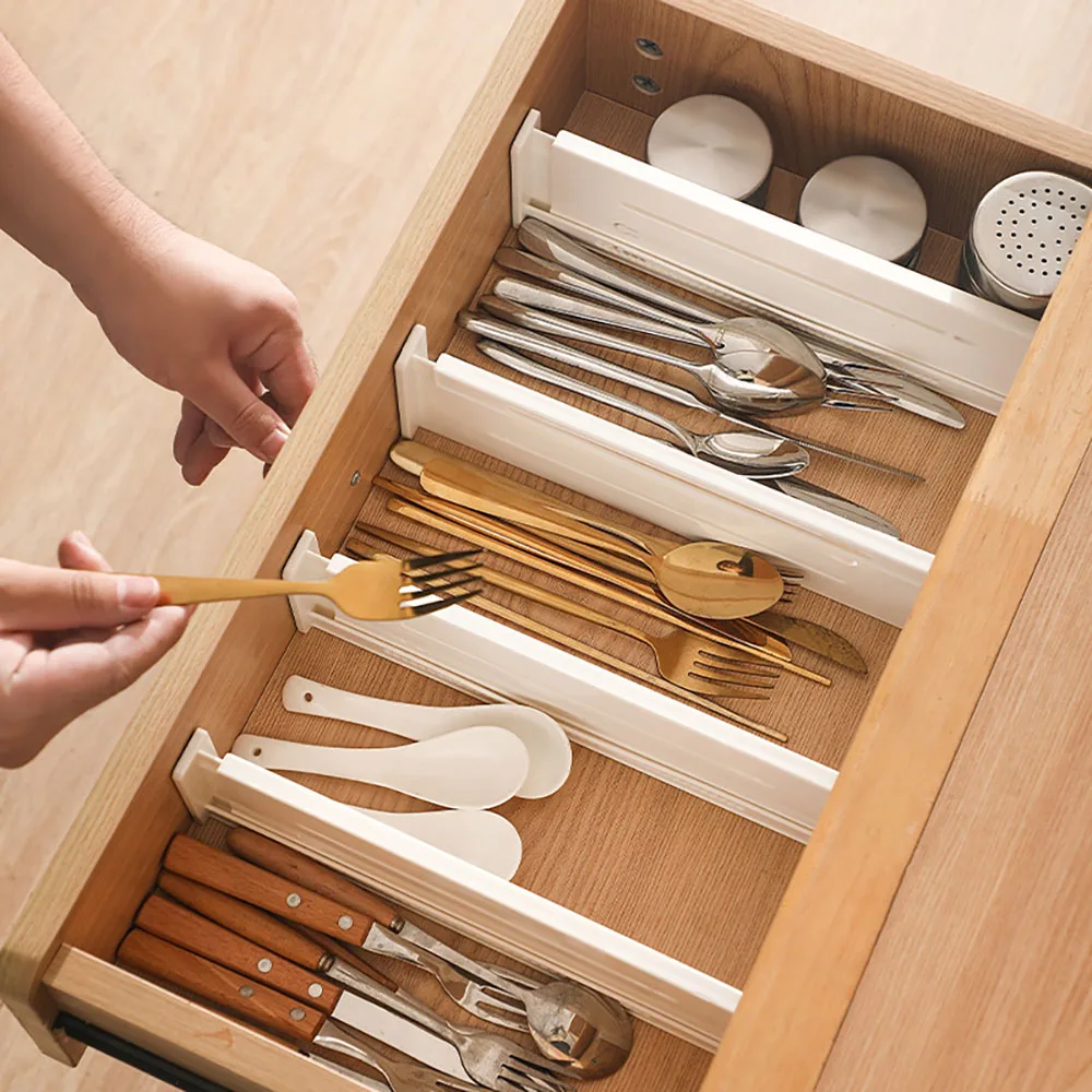 Cloison de rangement pour tiroir de cuisine avec couverts et ustensiles organisés
