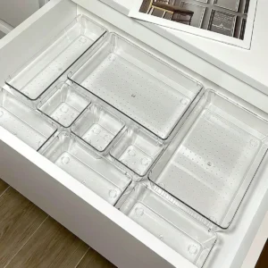 Organisateur de Tiroir Bureau Transparent Modulable (7 pièces)