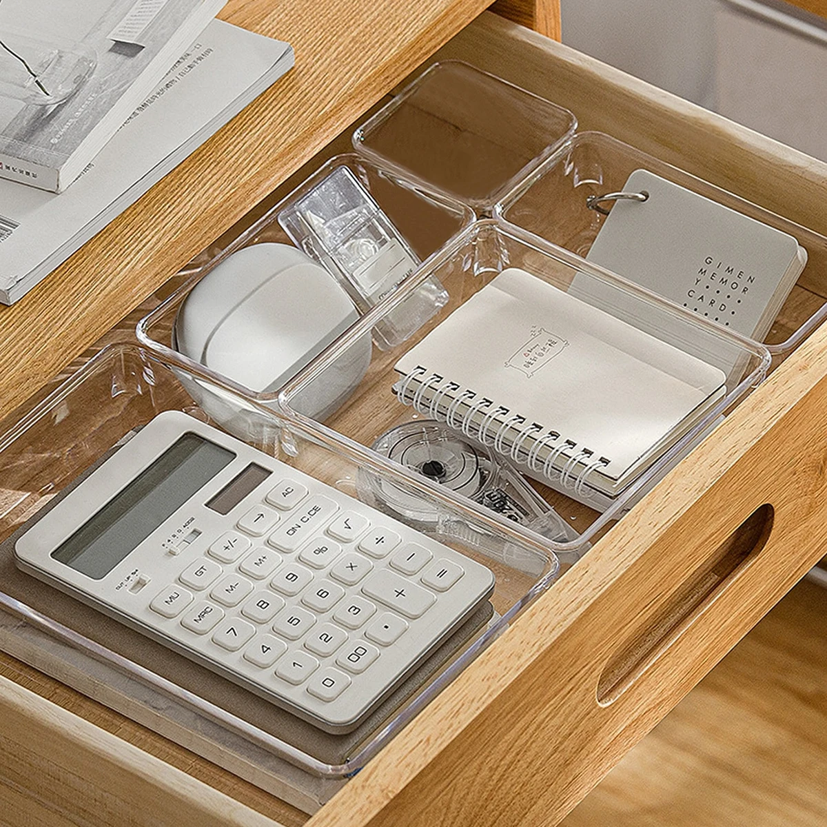Organisateur de Tiroir Bureau Transparent Modulable (7 pièces) 1 Organisateur de tiroir transparent pour fournitures de bureau et papeterie