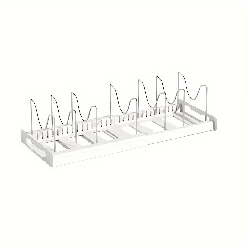 Organisateur de Tiroir Extensible pour Poêles & Casseroles 6 Support à casseroles anti-dérapant pour une stabilité maximale dans le meuble blanc