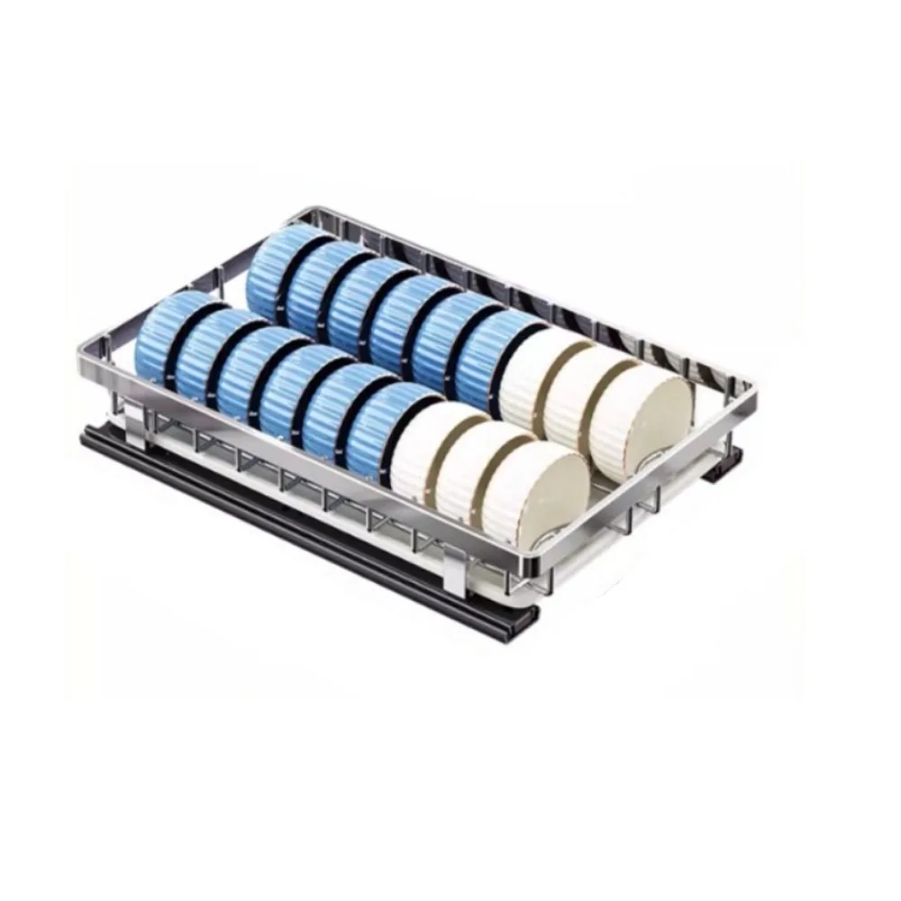 Organisateur de Tiroir Égouttoir Vaisselle Coulissant Inox 4 Rangement de cuisine zen avec égouttoir de type tiroir pour bols et verres.