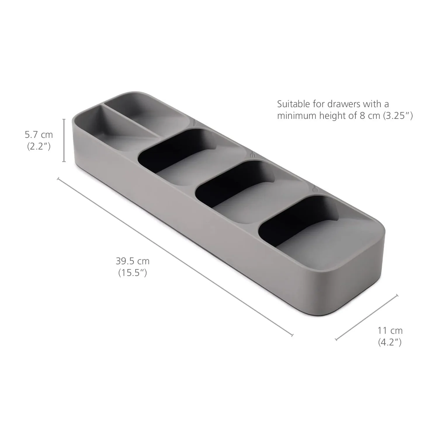 Plateau de Rangement pour Couverts & Organisateur Tiroir | PURETIROIR 7 Dimensions précises de l'organisateur de tiroir pour couverts étroit PURETIROIR