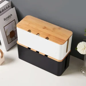Organisateur de tiroir pour câbles TV, PC et hub USB Large Style Bois