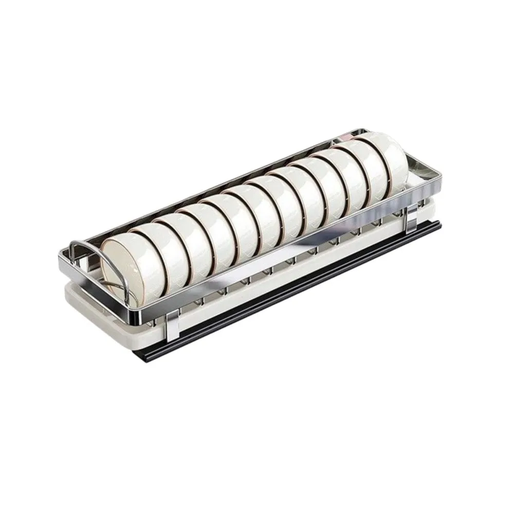 Organisateur de Tiroir Égouttoir Vaisselle Coulissant Inox 7 Installation d'un égouttoir extractible dans un caisson de meuble de cuisine bas.