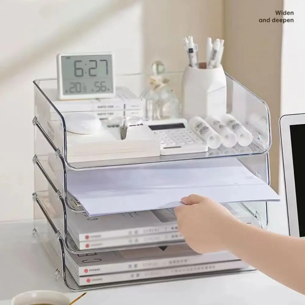 Organisateur Document A4 Transparent | Usage Meilleur Organisateur Tiroir Bureau 2 Bac a document A4 transparent empilable en plastique injecté premium.