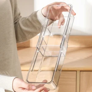 Bac de rangement rétractable transparent pour tiroir de cuisine