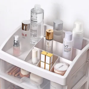 Organiseur de Maquillage Transparent | Rangement Cosmétique 3 Tiroirs