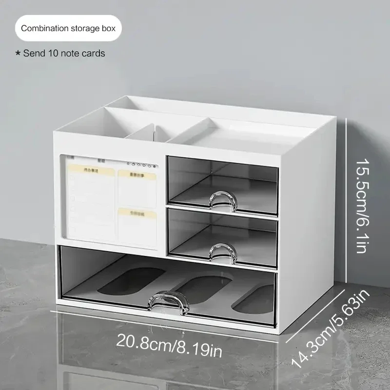 Organisateur de Tiroirs Bureau à & Porte-Stylo Modulable 7 Dimension, Organiseur de bureau combiné en plastique robuste sans BPA.