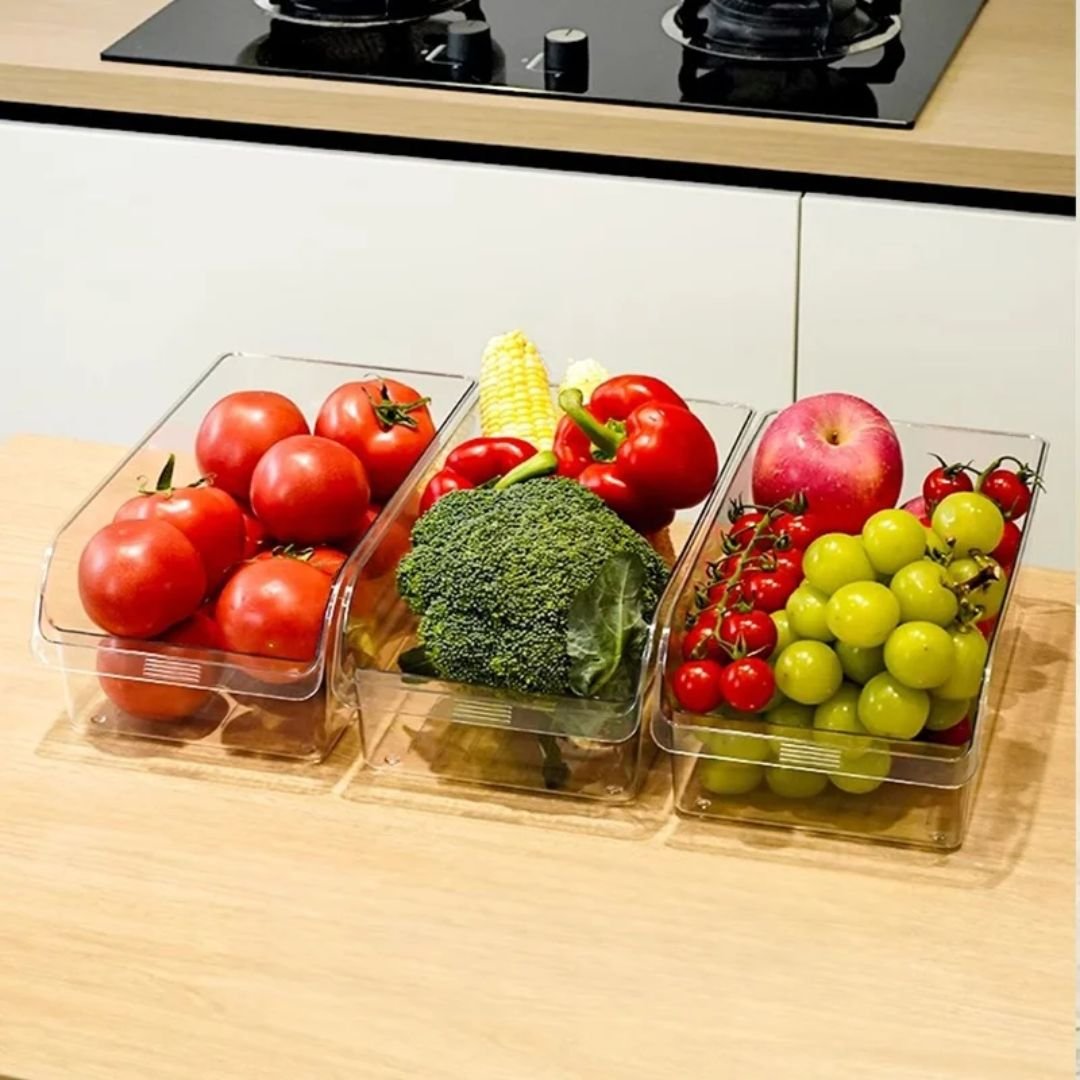 Organisateur de Tiroir Réfrigérateur Transparentes & Empilables 4 organisateur de placard de cuisine peu encombrant, conception facile à tirer