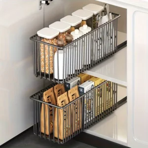 Panier Organisateur d&rsquo;Armoire Extractible | Meilleur Organisateur Tiroir Cuisine