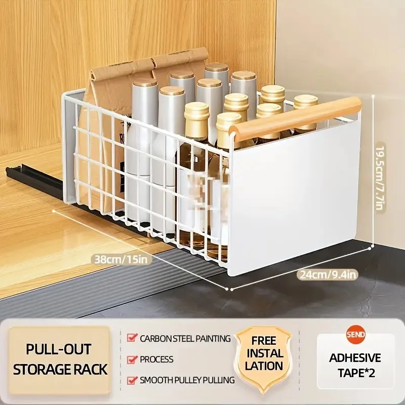 Support de Rangement de Cuisine Extractible | Tiroir Coulissant Acier 12 Structure rigide en acier thermo laque pour l organisation saine des condiments