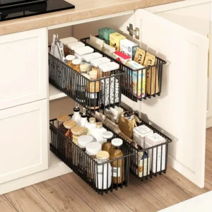 Panier Organisateur d&rsquo;Armoire Extractible | Meilleur Organisateur Tiroir Cuisine