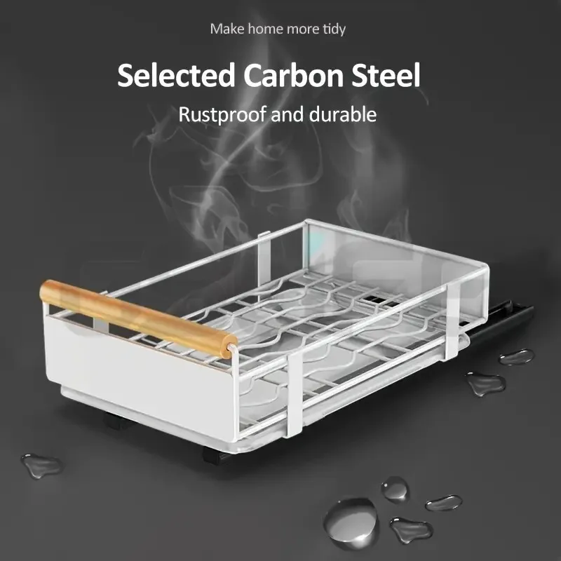 Support de Rangement de Cuisine Extractible | Tiroir Coulissant Acier 8 Base metallique robuste a fixer au fond d un meuble de cuisine bas